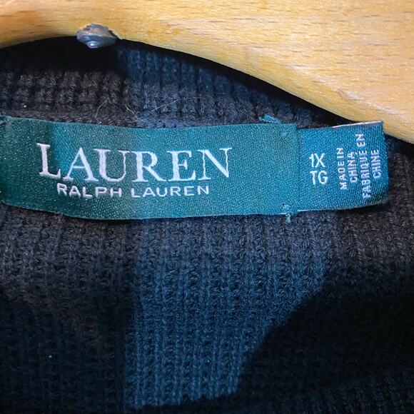 Lauren Ralph Lauren Black Cotton Cowl Neck Sweater Women’s 1X thick warm cozy - Picture 3 of 7